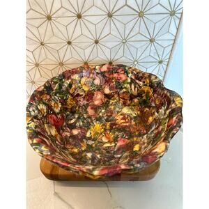 Vintage Handcrafted‎ Decoupaged Bowl | Rose Garden Motif | Signed